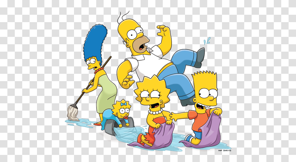 Download The Simpsons Hd Bart Y Lisa, Doodle, Drawing, Crowd Transparent Png