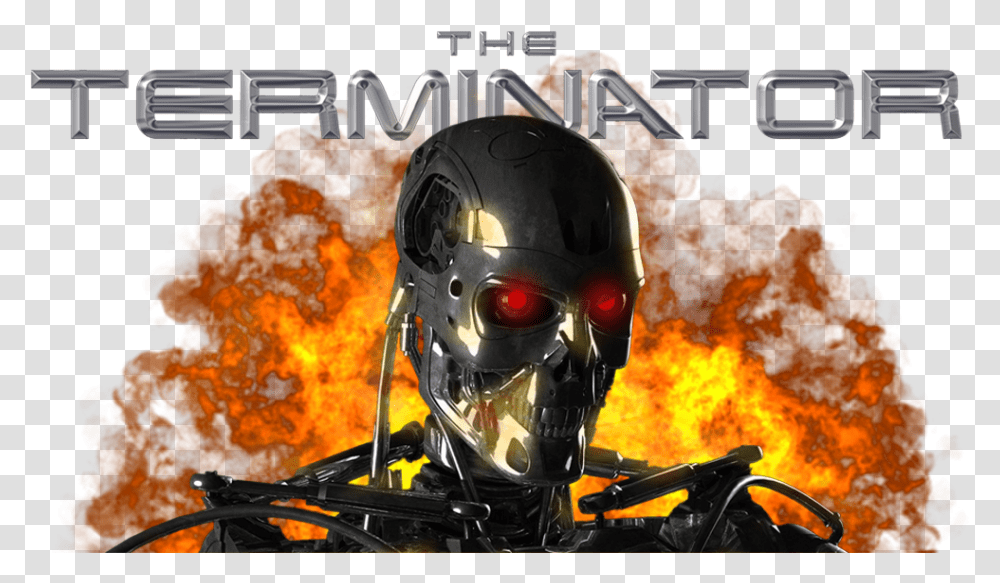 Download The Terminator Image Hand Fire Ball Full Background Explosion, Helmet, Clothing, Apparel, Crash Helmet Transparent Png