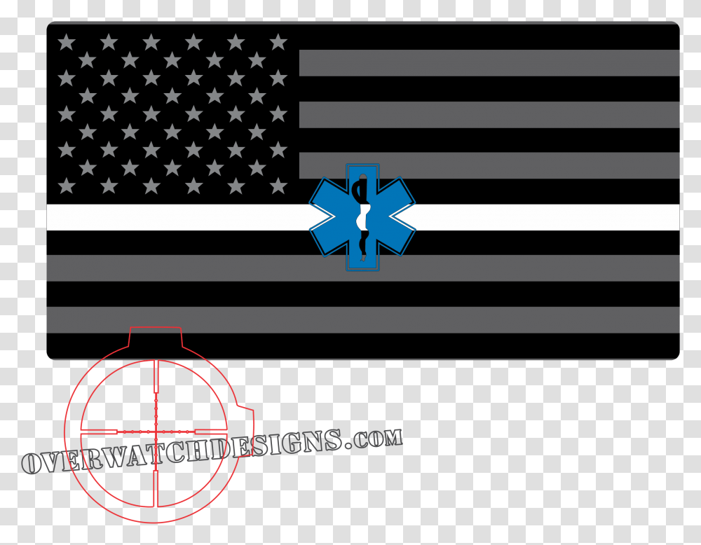 Download Thin White Line Flag Sticker By Overwatch Designs Pensacola Naval Air Station, Symbol, American Flag, Rug Transparent Png