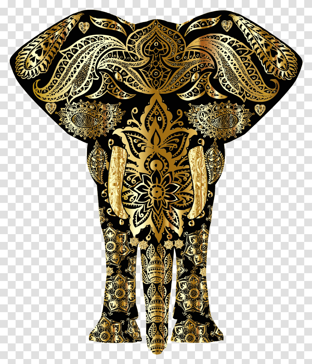 Download This Free Icons Design Of Gold Floral Pattern Gold Elephant, Clothing, Art, Floral Design, Graphics Transparent Png