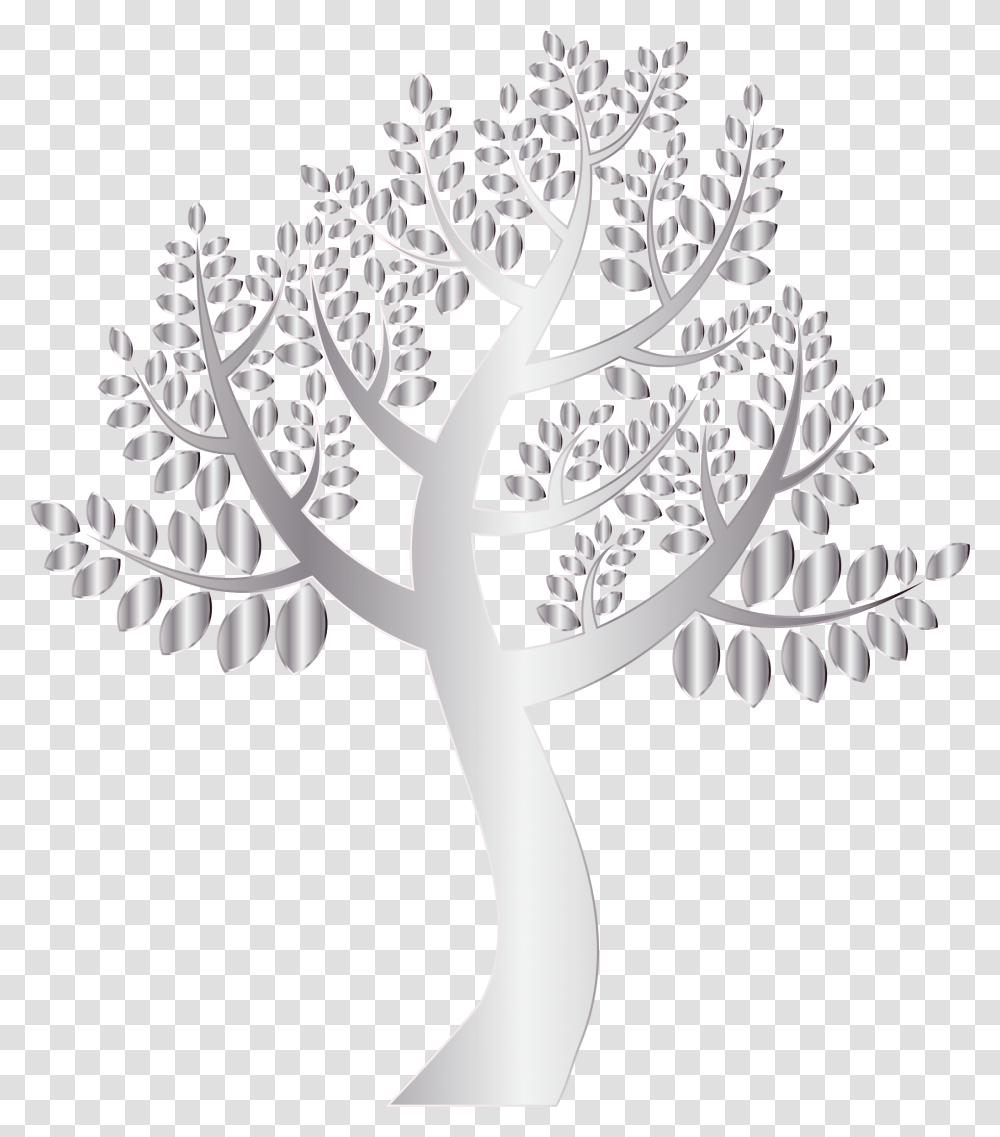 Download This Free Icons Design Of Simple Silver Tree White Tree Background, Cross, Symbol, Chandelier, Lamp Transparent Png