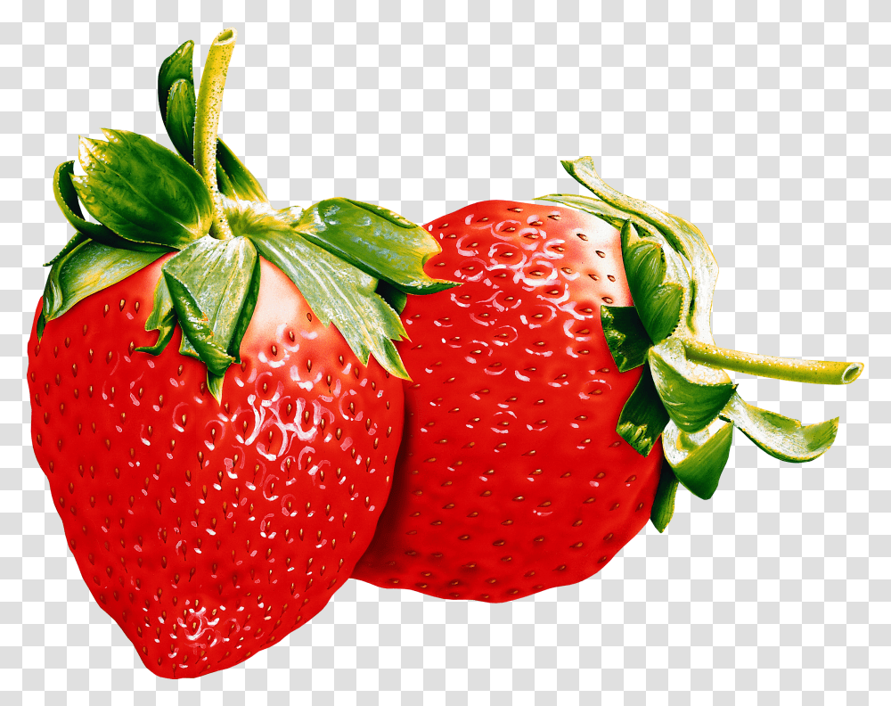 Download This High Resolution Strawberry Picture Two Strawberries, Fruit, Plant, Food, Label Transparent Png
