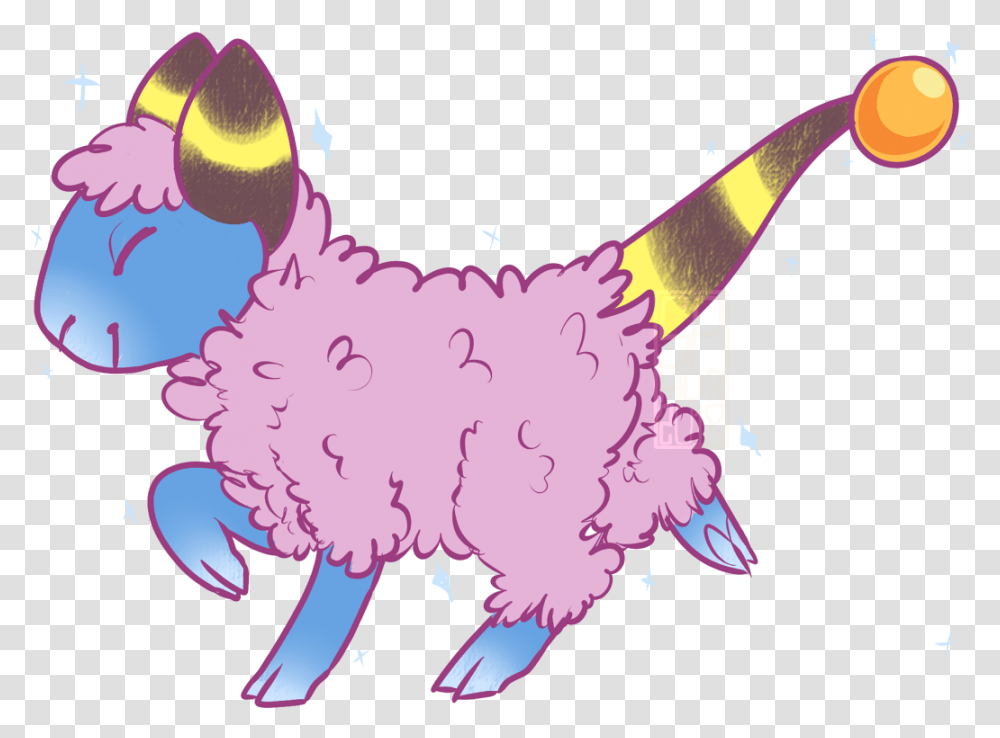 Download This Past Sunday Was The Mareep Pokemon Go Cartoon, Animal, Graphics, Purple, Bird Transparent Png