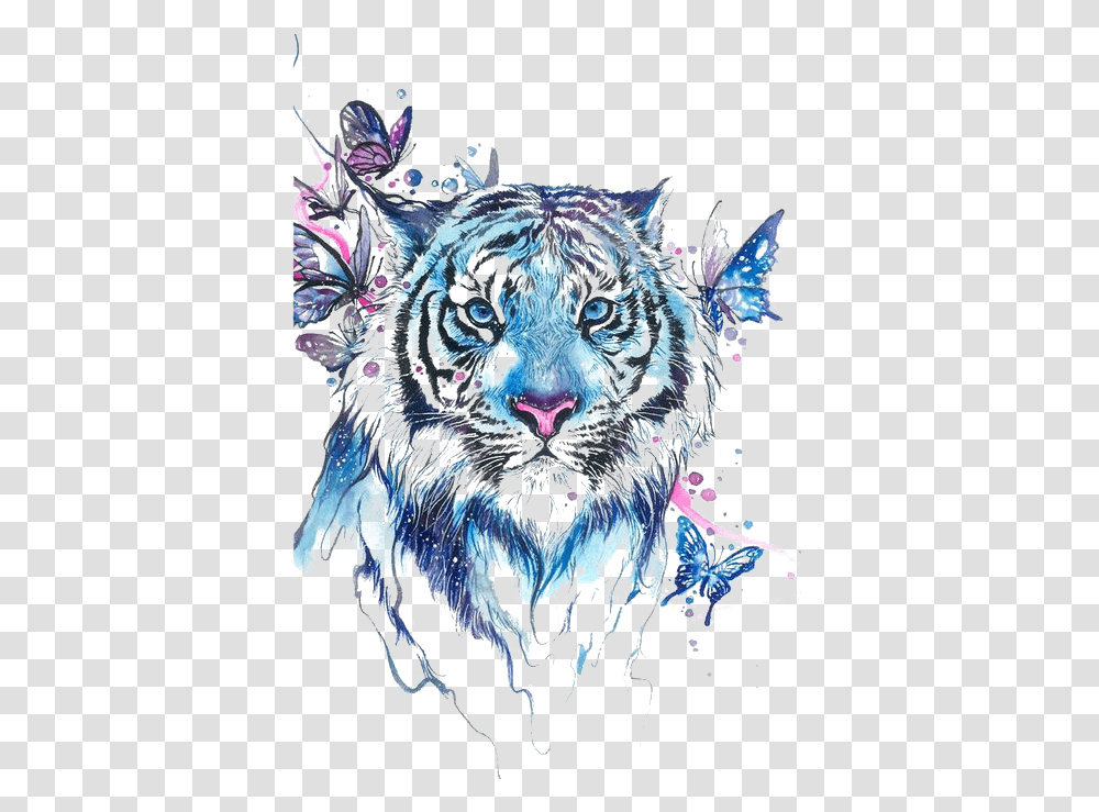 Download Tiger Butterfly Abziehtattoo Flash Drawing Free Animal Diamond Painting, Graphics, Art, Pattern, Ornament Transparent Png