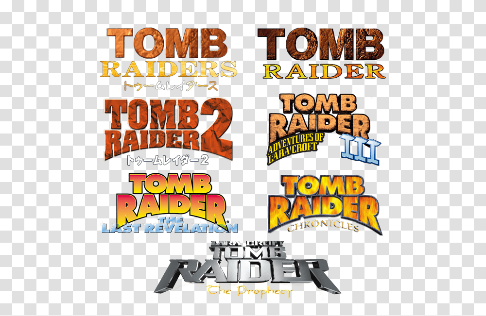 Download Tomb Raider The Prophecy Lara Tomb Raider 2 Logo, Text, Crowd, Advertisement, Poster Transparent Png