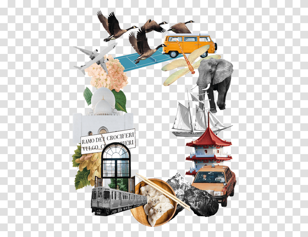 Download Traveling Airplane, Collage, Poster, Advertisement, Person Transparent Png