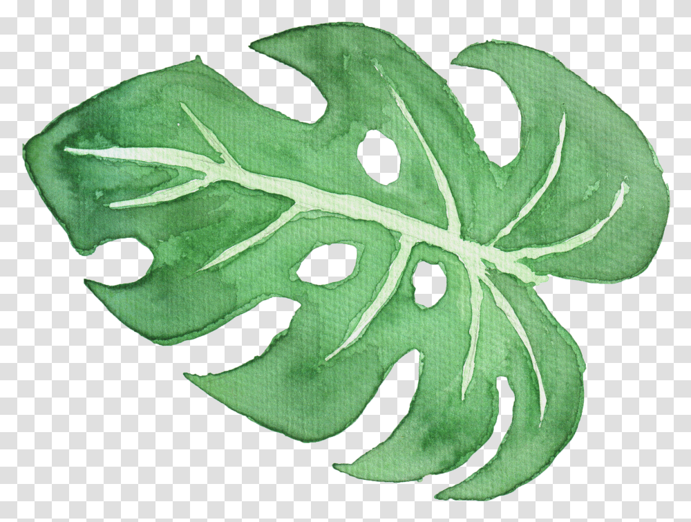 Download Tropical Leaf Watercolor Watercolor Palm Leaf Transparent Png