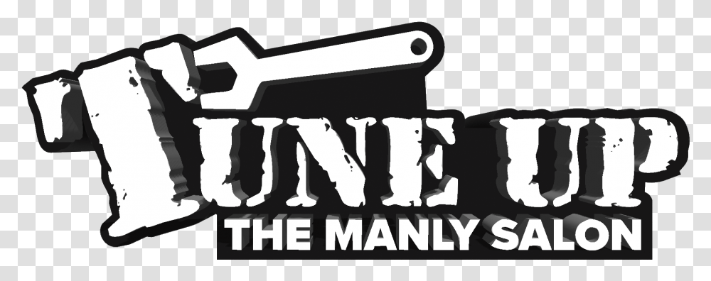 Download Tune Up Merch Tune Up The Manly Salon Logo Tune Up Manly Salon Logo, Text, Alphabet, Gun, Weapon Transparent Png