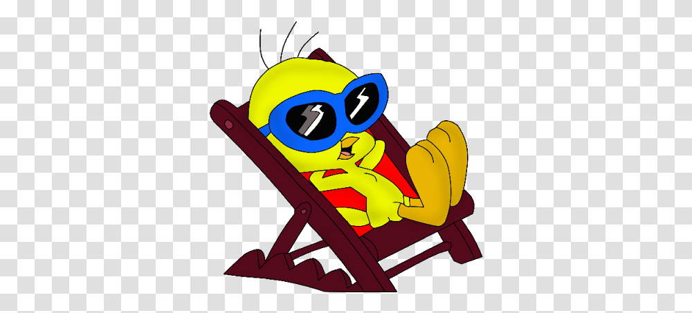 Download Tweety Bird Cartoon Deck Chair Sun Glasses Tweety Tweety Bird On A Boat, Furniture, Photography, Graphics, Tabletop Transparent Png