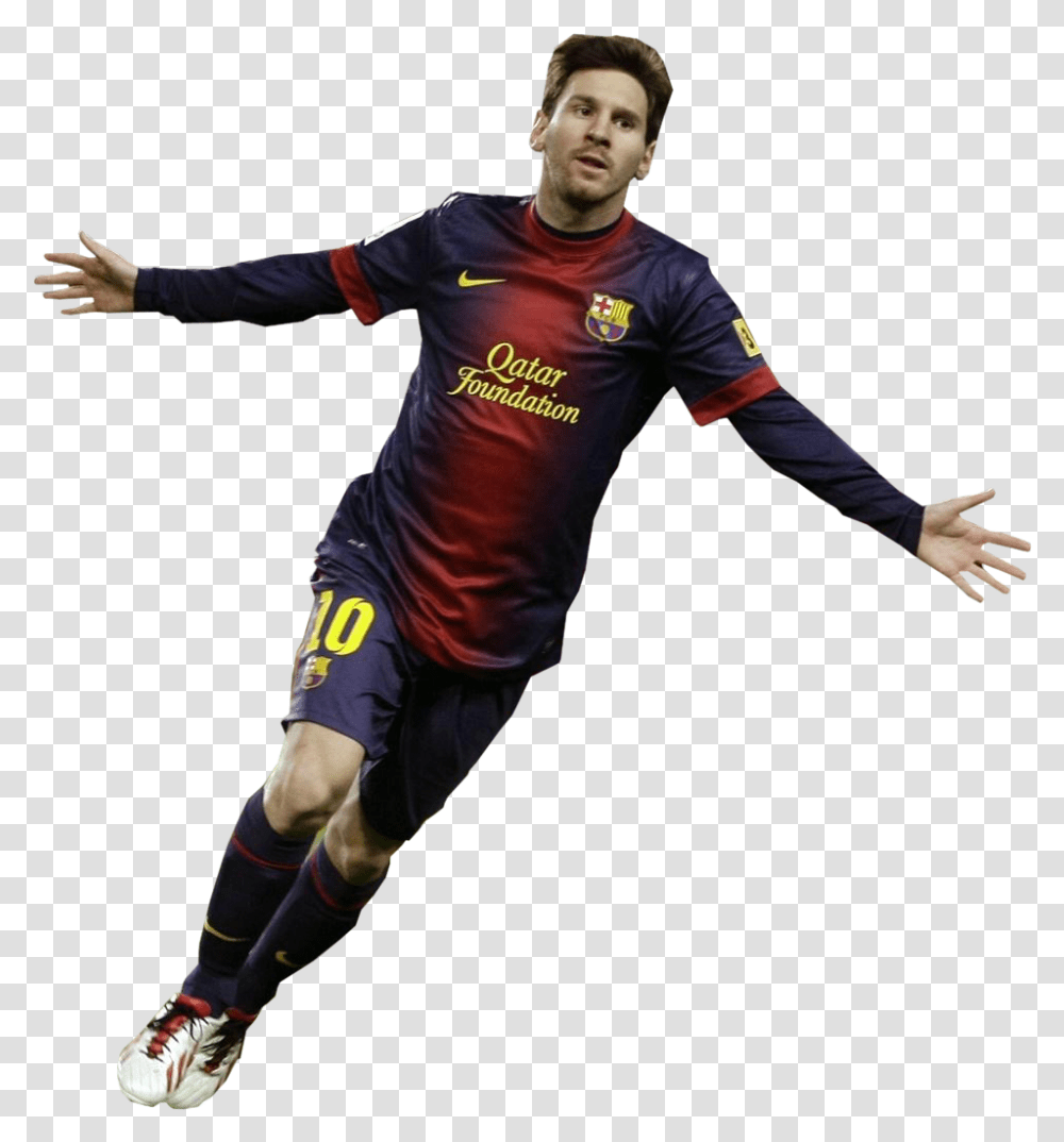 Download United Messi Athlete Football Barcelona Fc Player Background Pemain Bola, Person, Human, Shoe, Footwear Transparent Png