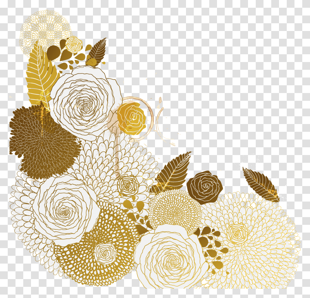 Download Vector Euclidean Flower Pattern Golden Free Hd Flower Gold Vector, Graphics, Art, Floral Design, Plant Transparent Png