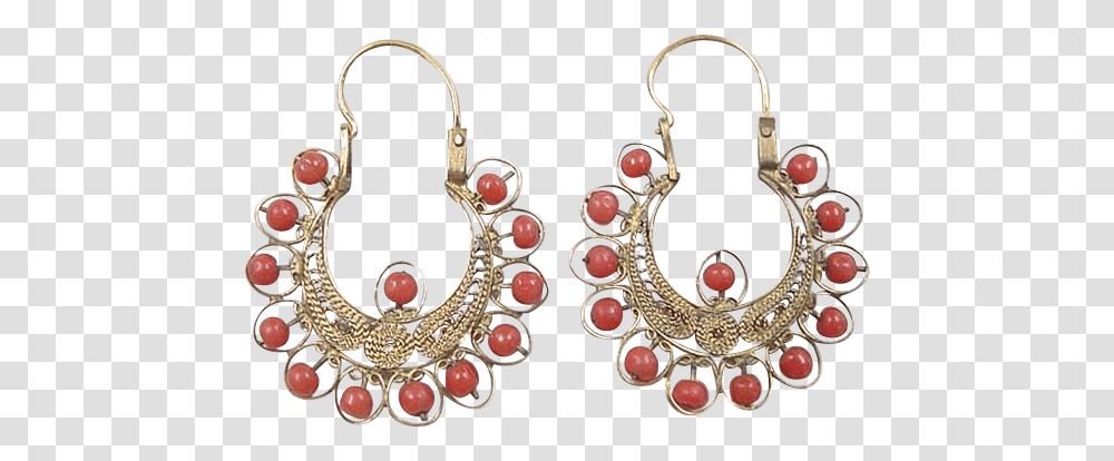 Download Victorian 21k Gold Red Coral Corundum, Jewelry, Accessories, Accessory, Earring Transparent Png