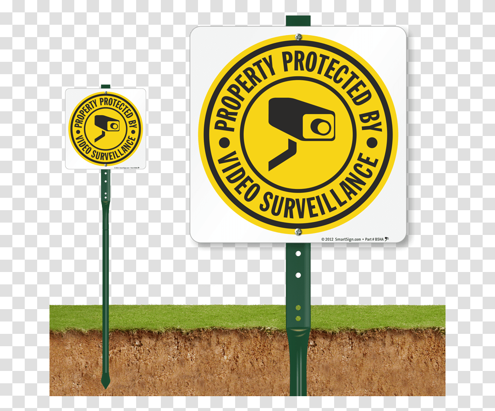 Download Video Surveillance Yard Signs Sign, Symbol, Road Sign, Logo, Trademark Transparent Png