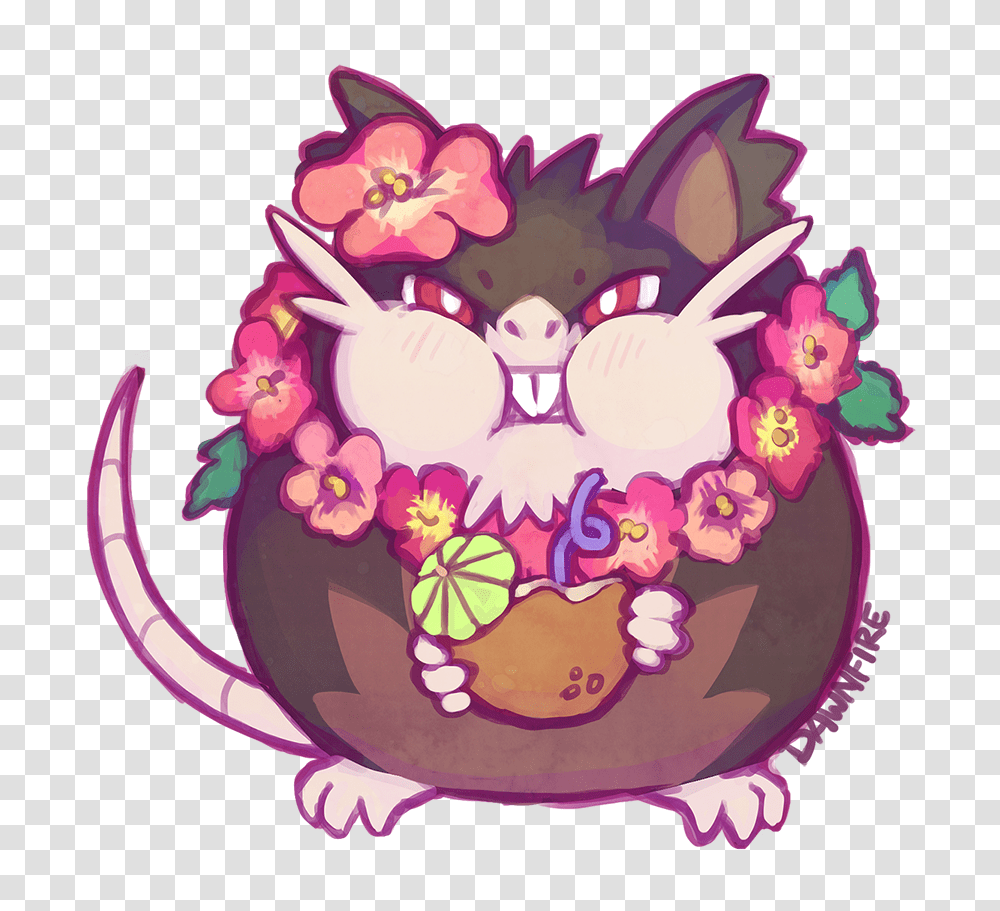 Download View Samegoogleiqdbsaucenao Hawaiian Jesus Cute Cute Pokemon Alolan Raticate, Graphics, Art, Floral Design, Pattern Transparent Png