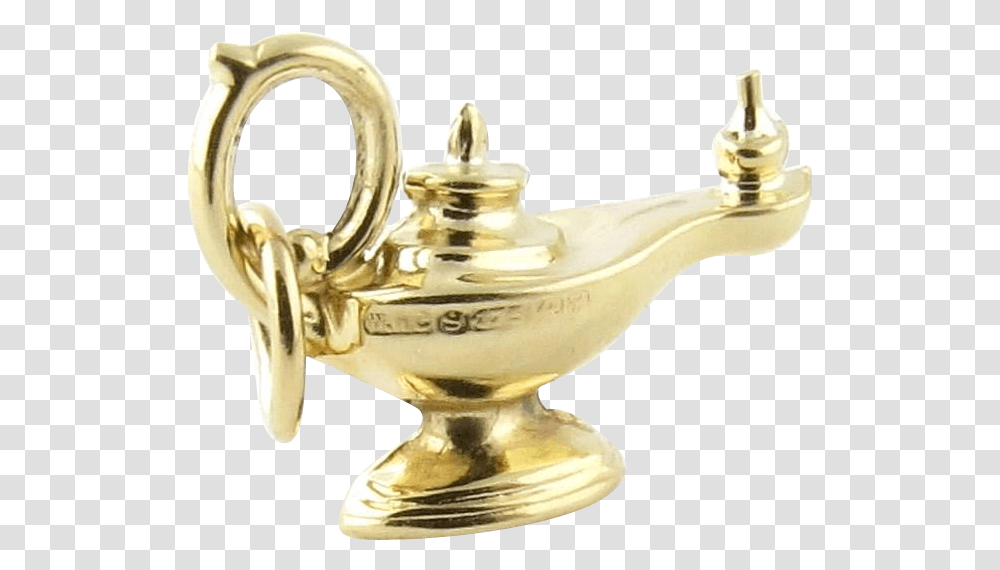 Download Vintage 9k Yellow Gold 3 D Genie Lamp Charm Brass Brass, Chess, Game, Sink Faucet, Pottery Transparent Png