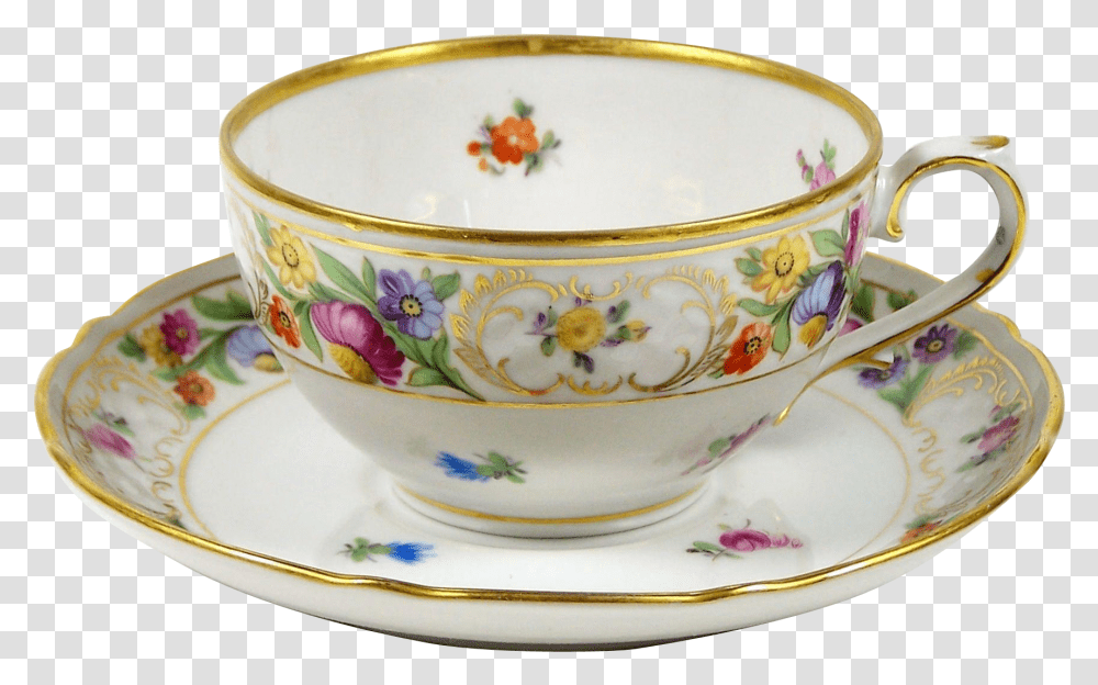 Download Vintage Schumann Tea Cup Dresden Line 6 Oz, Saucer, Pottery, Art Transparent Png