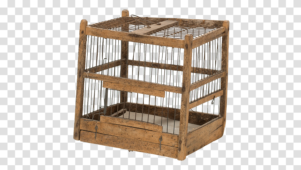 Download Vintage Wooden Bird Cage Cage, Box, Crate, Crib, Furniture Transparent Png