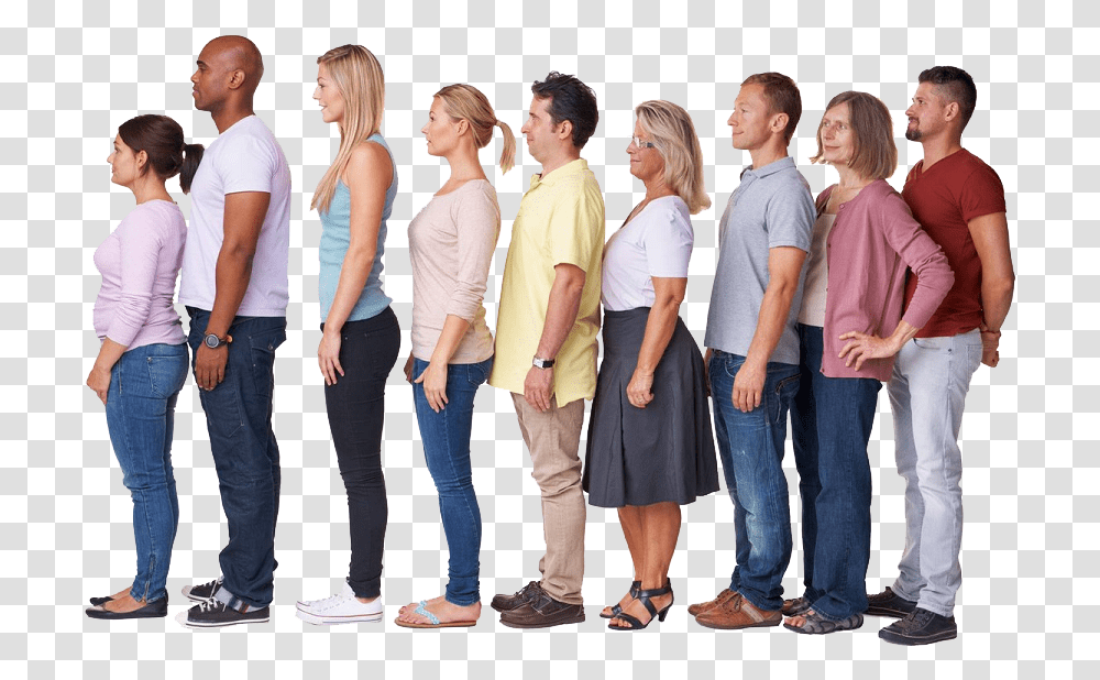 Download Waiting Line Picture People Waiting In Line, Pants, Clothing, Person, Jeans Transparent Png