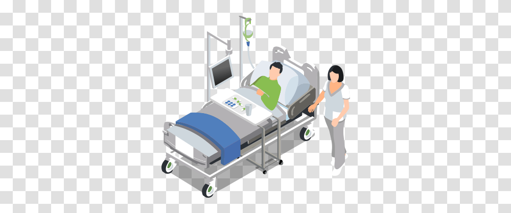 Download Ward Room Patient On Bed Full Size Patient Hospital Bed, Person, Human, Clinic, Transportation Transparent Png