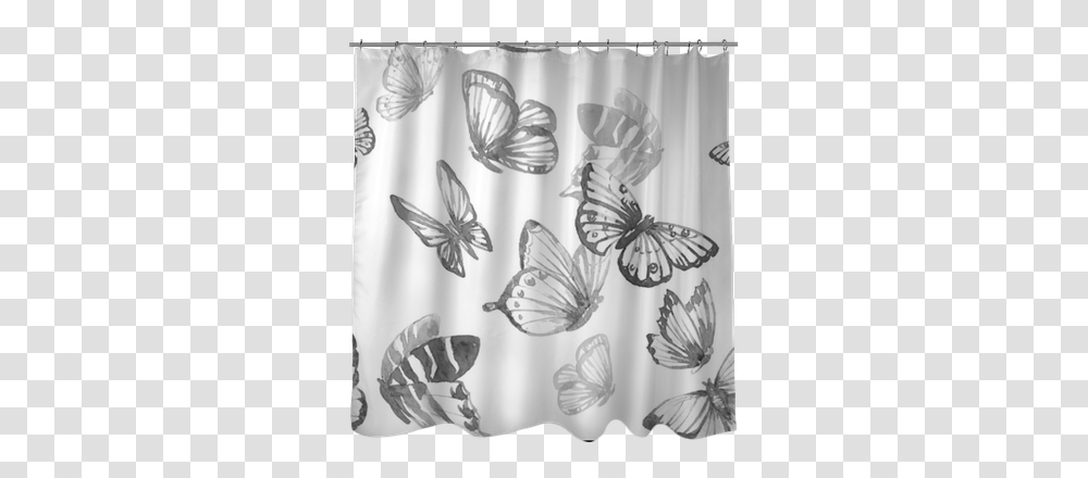 Download Watercolor Butterfly Vector Pattern Shower Curtain Watercolor Butterflies, Painting, Art Transparent Png