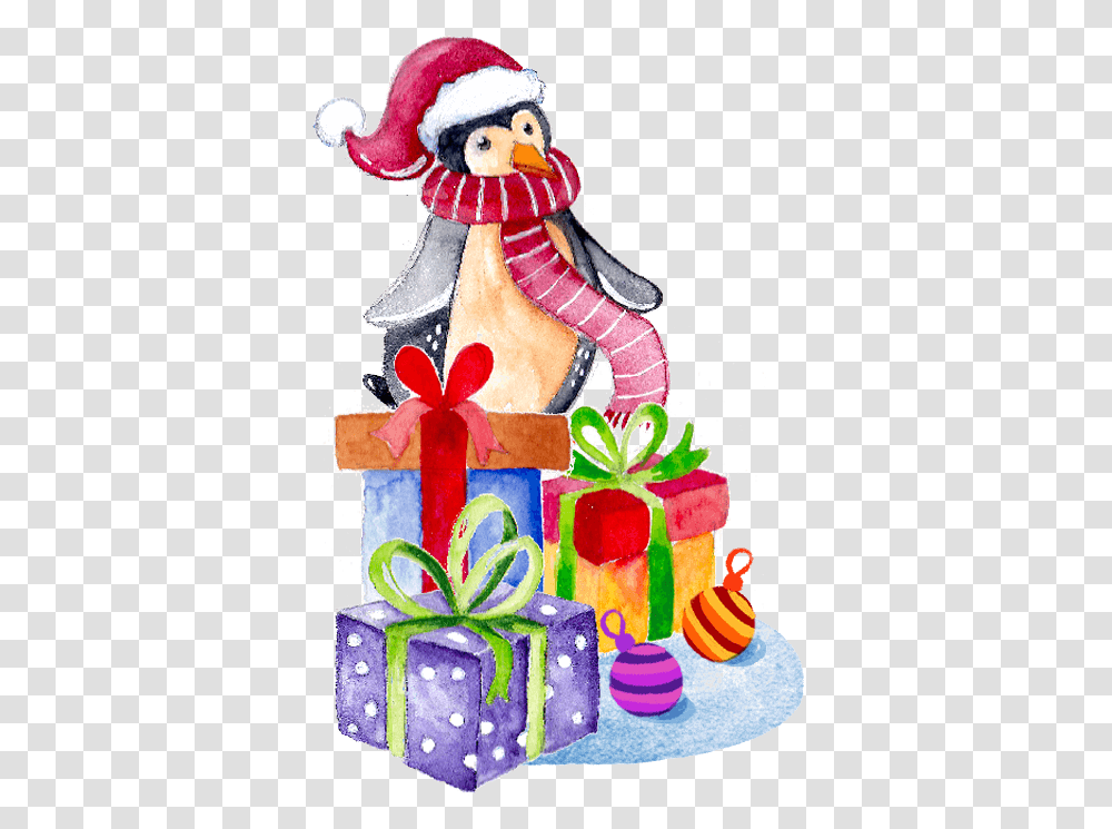 Download Watercolor Christmas Design With Gifts Christmas Watercolours Xmas Box, Cake, Dessert, Food, Sweets Transparent Png