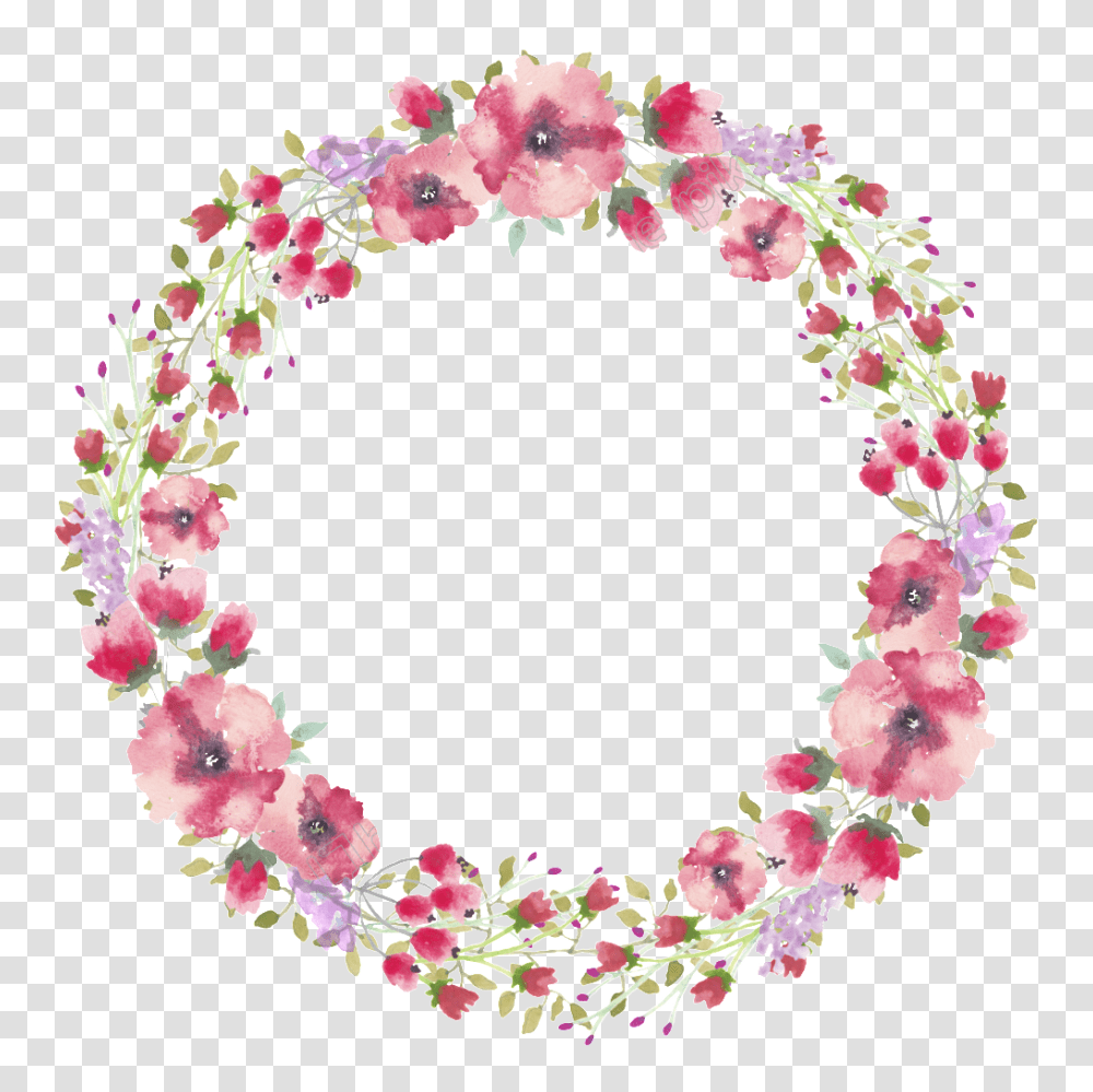 Download Watercolor Flower Border Free Fatima Zahra In Flower Circle Border Design, Plant, Blossom, Petal, Flower Arrangement Transparent Png