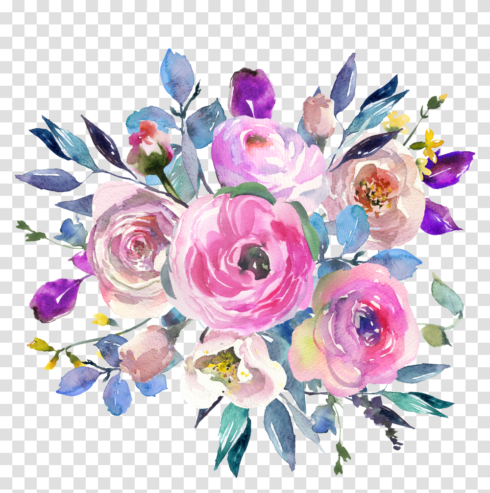 Download Watercolor Flower Border Pink Transparent Png