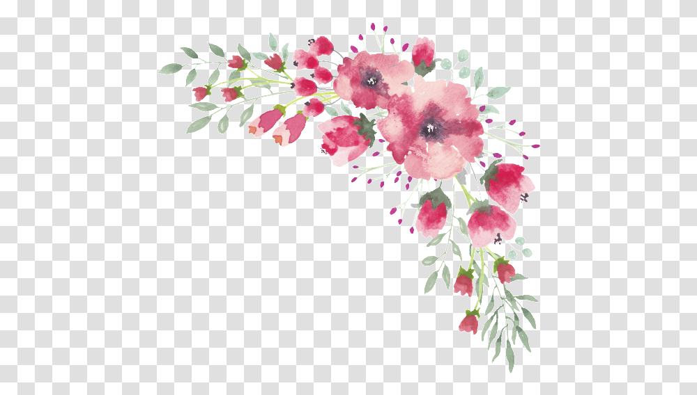 Download Watercolor Flower Lace Border Flower Border, Plant, Blossom, Petal, Cherry Blossom Transparent Png