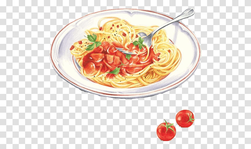 Download Watercolor Food Pasta Pasta Illustration, Spaghetti, Meal, Dish, Noodle Transparent Png