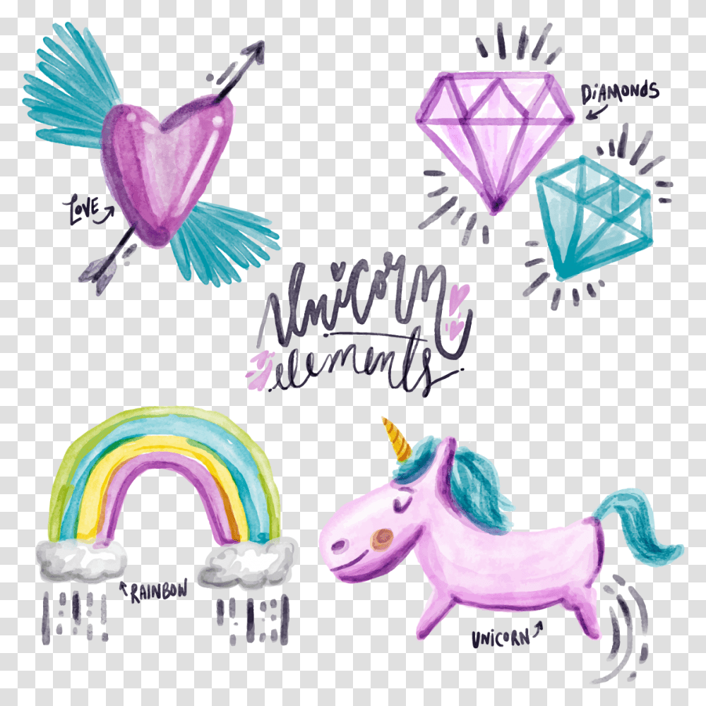 Download Watercolor Painted Vector Painting Unicorn Free Watercolor Painting, Art, Horse, Mammal, Animal Transparent Png