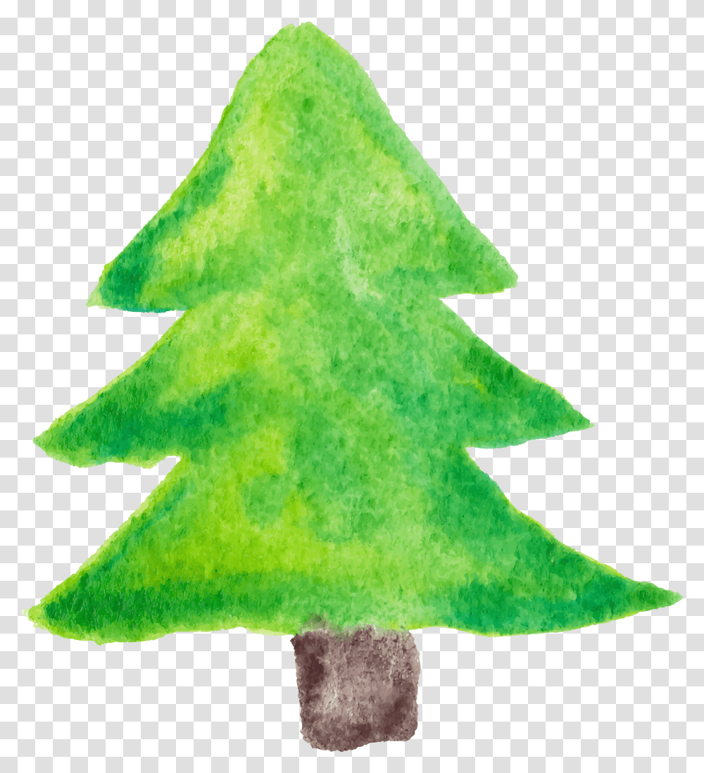 Download Watercolor Pine Tree Christmas Tree, Leaf, Plant, Star Symbol, Maple Leaf Transparent Png