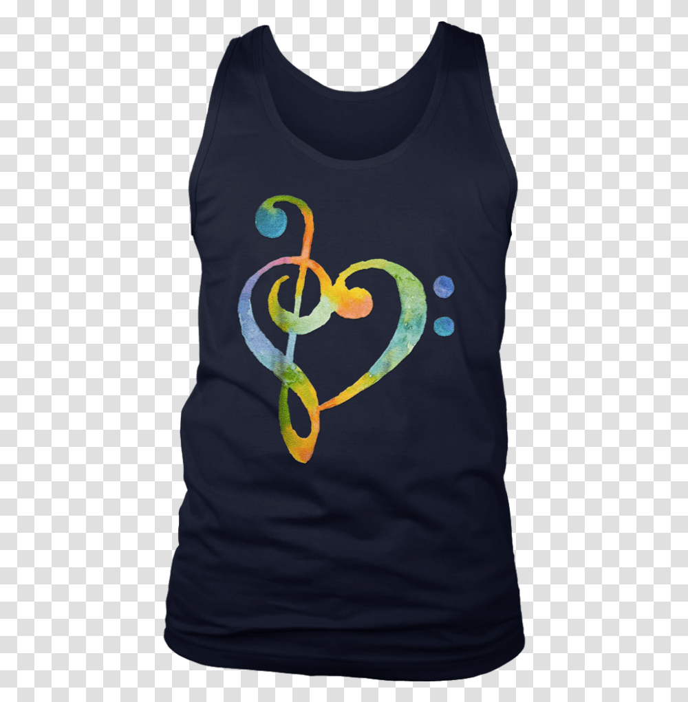 Download Watercolor Rainbow Heart Bass Clef T Shirt T Portable Network Graphics, Clothing, Apparel, Pillow, Cushion Transparent Png