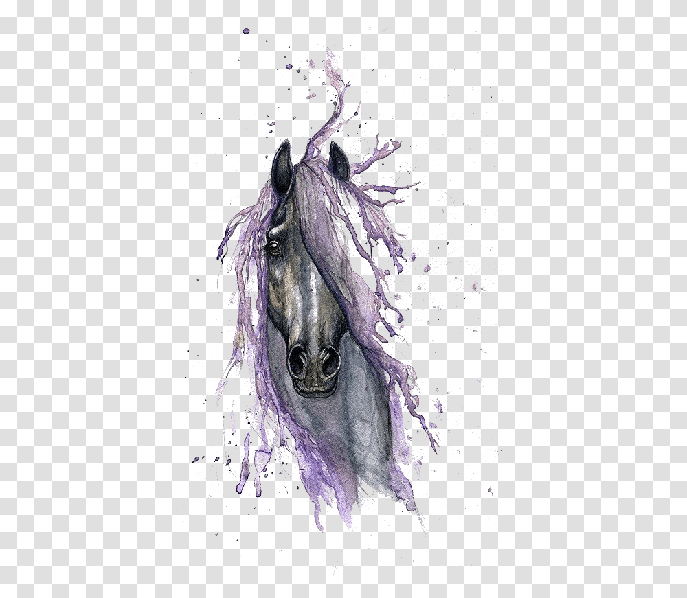 Download Watercolor Tattoo Horse Painting Drawing Hq Image Horse Watercolor Tattoo, Mammal, Animal, Art, Plant Transparent Png