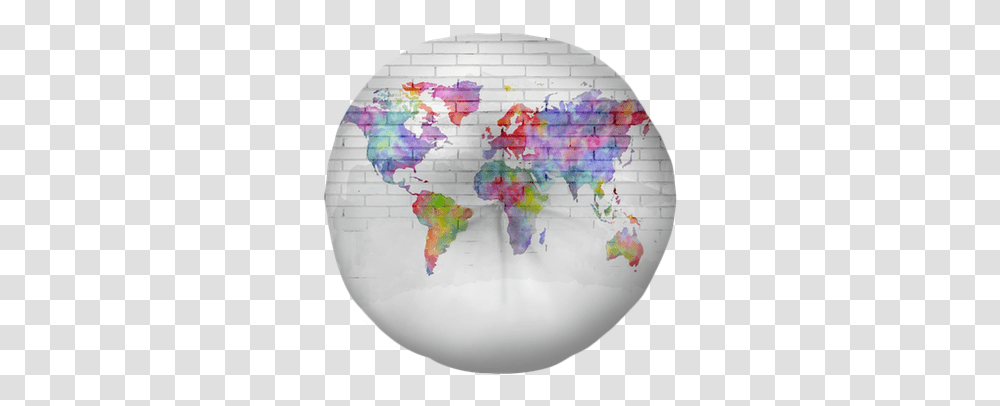 Download Watercolor World Map Ymca Around The World, Sphere, Birthday Cake, Dessert, Food Transparent Png