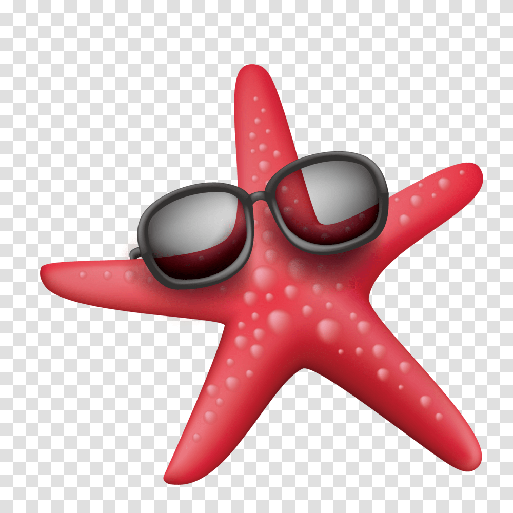 Download Wearing Sunglasses Sea Starfish File Hd Clipart Red Vector Star Fish, Sea Life, Animal, Invertebrate, Blow Dryer Transparent Png