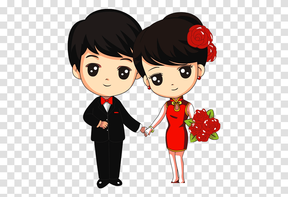 Download Wedding Couple Cartoon Uokplrs Cartoon Love Couple, Person, Human, Hand, People Transparent Png
