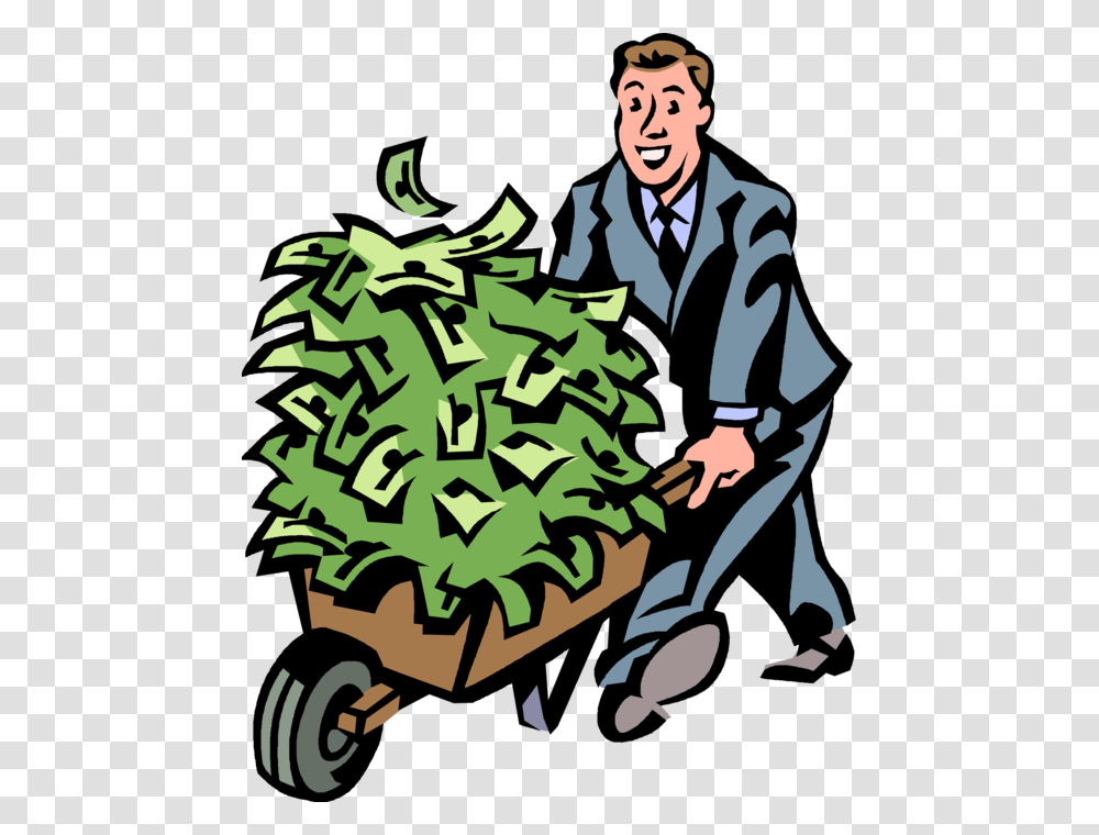 Download Wheel Barrow Of Money Clipart Money Foreign Exchange, Person, Human, Performer, Magician Transparent Png
