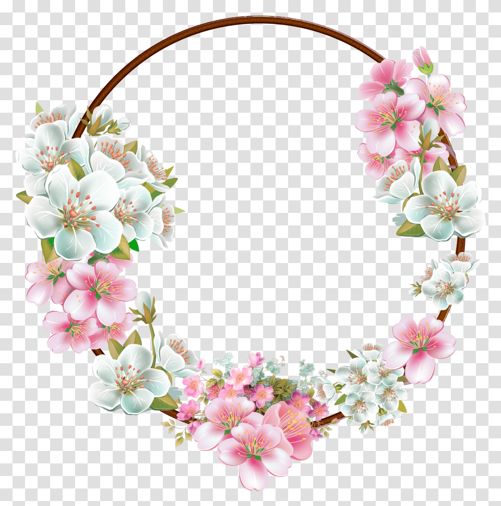 Download White Flower Frame Pic For Border Flower Frame, Plant, Blossom, Floral Design, Pattern Transparent Png