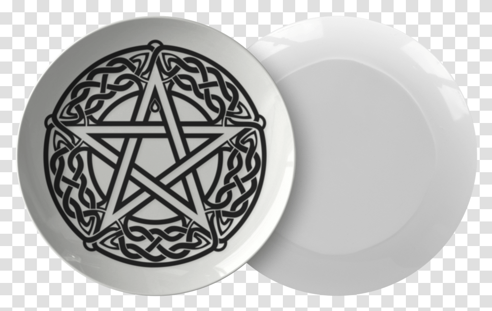 Download Wicca Pentacle Plate Celtic Pentagram Image Circle Tattoo On Chest For Men, Dish, Meal, Food, Porcelain Transparent Png