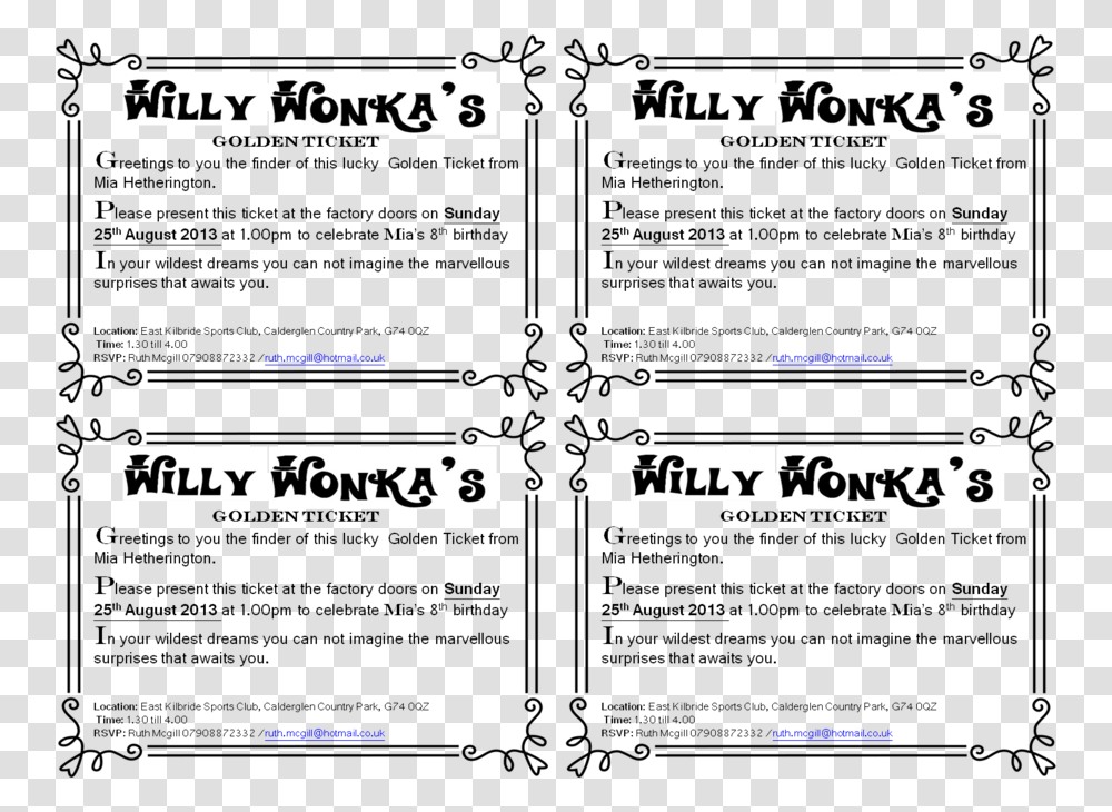 Download Willy Wonka Golden Ticket Border Clipart The Rushing Through Work Speeding Ticket, Number, Business Card Transparent Png