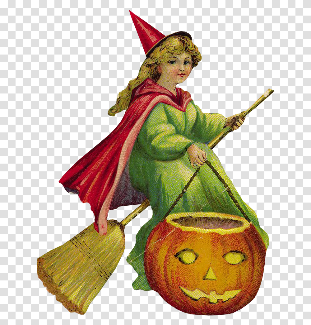 Download Witch Image For Free Vintage Halloween Cards, Plant, Person, Human, Produce Transparent Png