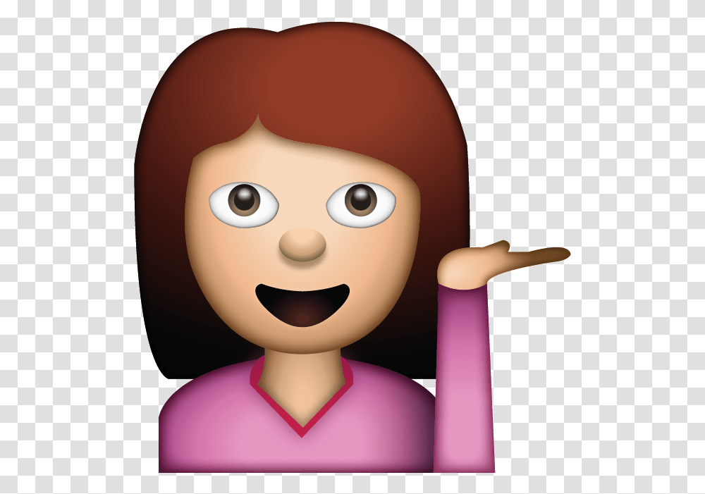 Download Woman Hand Gesture Emojis Woman, Doll, Toy, Head, Face Transparent Png