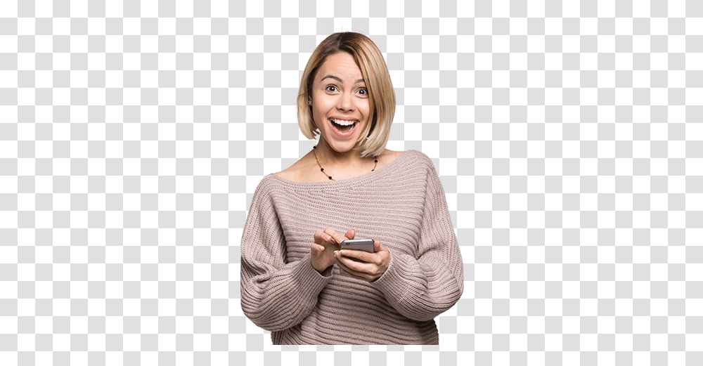 Download Woman Holding Phone Woman Holding Phone, Blonde, Girl, Kid, Teen Transparent Png