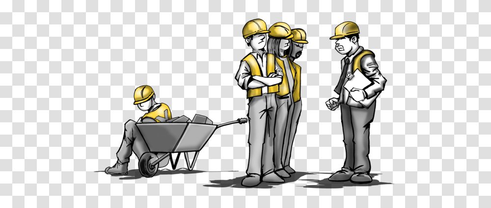 Download Workers Protecting Worker Cartoon, Person, Helmet, Clothing, Fireman Transparent Png
