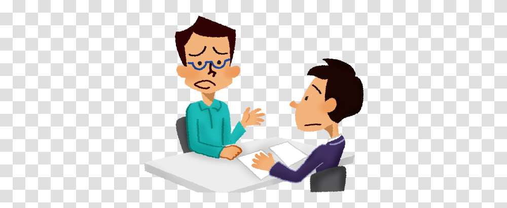 Download Worried Man Having Consultation Free Illustrations Person Angry Cartoon, Human, Reading, People, Interview Transparent Png
