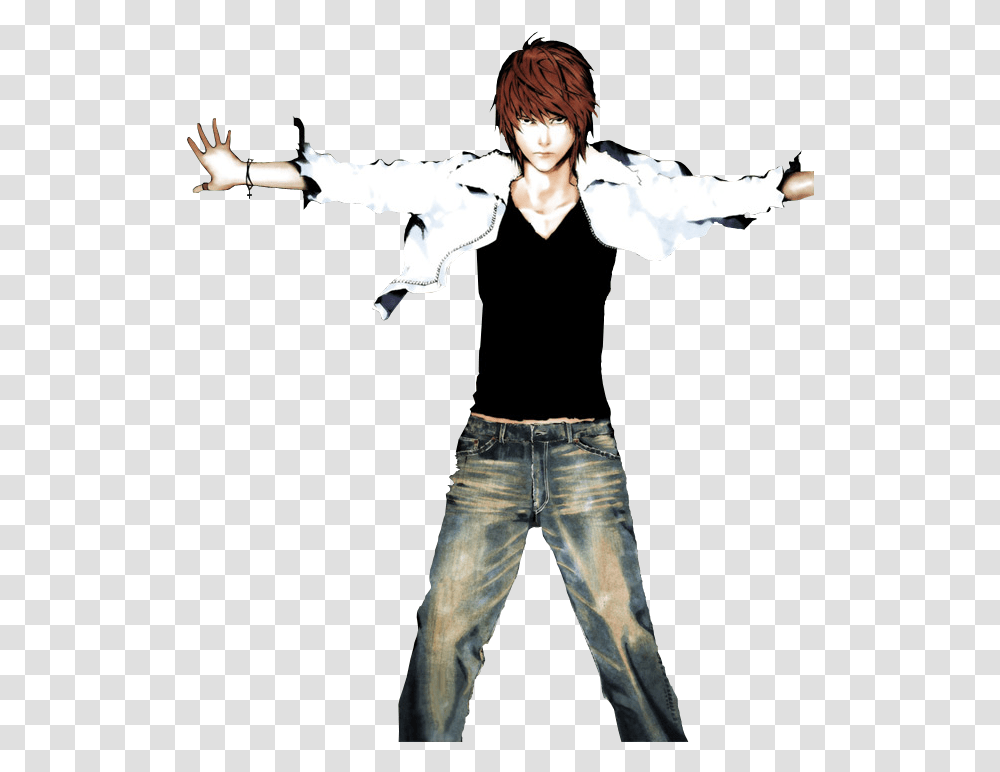 Download Yagami Light Open Wide Death Note 7 Book Death Note, Pants, Clothing, Apparel, Person Transparent Png