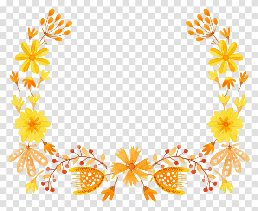 Download Yellow Flower Semicircle Clip Art Yellow Floral Border Yellow Flowers Clipart, Graphics, Floral Design, Pattern, Leaf Transparent Png