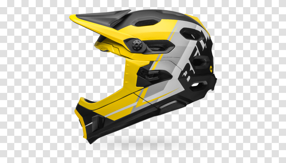 Download Yellow Smoke Black Bell Mtb Helmet 2018 Full Bell Super Dh Mips Helmet Grey, Clothing, Apparel, Crash Helmet Transparent Png