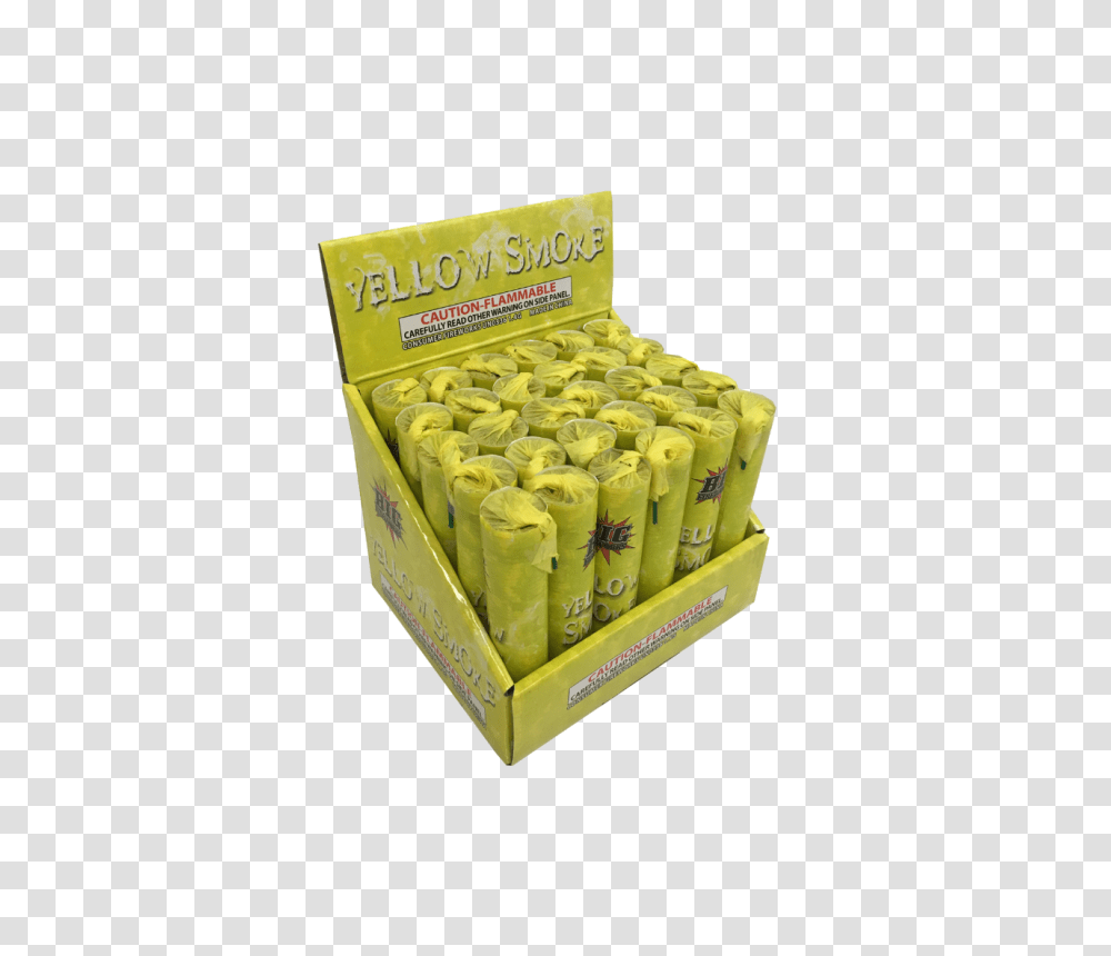 Download Yellow Smoke Stick Colored Smoke Image With Colored Smoke, Box, Food, Sliced, Land Transparent Png