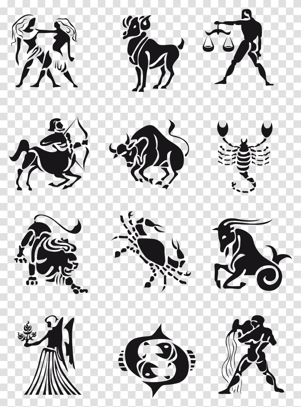 Download Zodiac Signs Zodiac Signs In Human Form, Poster, Advertisement, Stencil Transparent Png